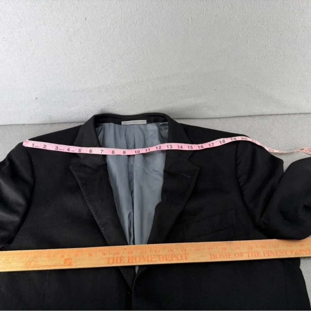 John W. Nordstrom 100% Cashmere Blazer Mens 46L Black Flannel Suit Jacket Luxury